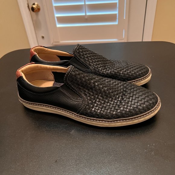 Johnston & Murphy size 9 black woven leather slip-on shoes main image 13
